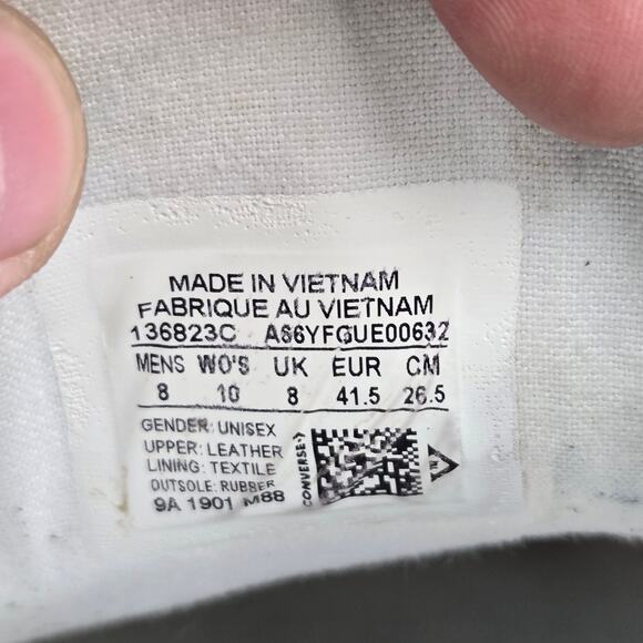 Converse CTAS All Star Ox Low White Leather Y2K Casual Daily Sneakers Womens 10 - Picture 12 of 12